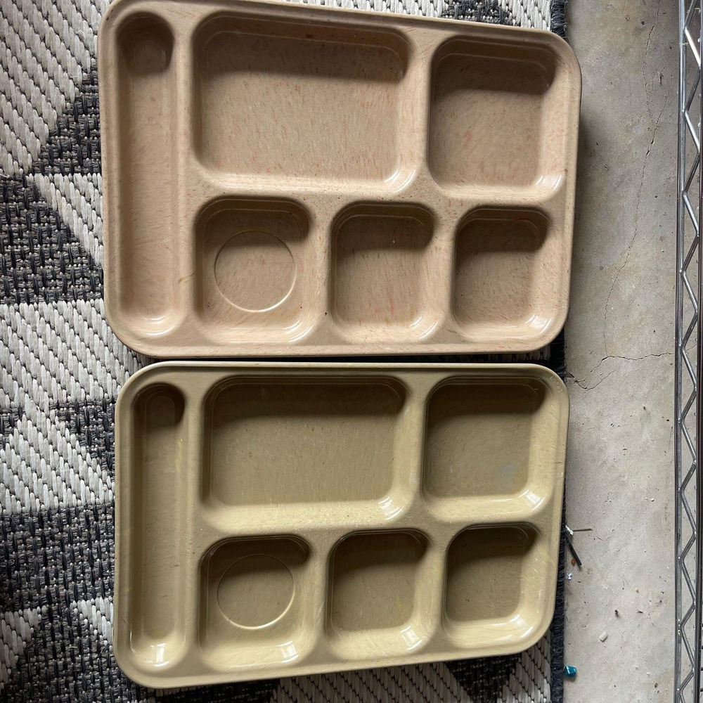 Vintage Dallas Ware Compartment Trays,‎ Beige, Set of 2, P-71 School Cafeteria